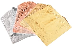 VGSEBA Foglia d'oro - Foglia Oro per doratura, 300 Fogli 6.3" x 6.3" Carta Foglia Metallizzata per doratura, Pittura, Unghie Artigianali Foglia Oro Decorazione, Carta Dorata