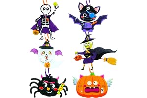 Halloweenpyssel barn, 12 stycken gör-det-själv halloween pysselset | Hantverksset halloween pumpa spöke häxa fladdermus spindel skelett med självhäftande, pysselset höst