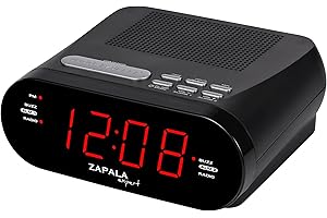 ZAPALA Expert Wake-Up Alarm Clock with Radio for Bedside or Kitchen, Dual Alarm, Sleep & Snooze Function, FM Radio with 10 Preset Station, USB Port for Smart Phones and Tablets Charging