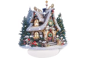 GADITIEK Diamond Painting Natalizi Decorazione della Dcrivania, 5D Diamond Painting Adulti Decorazione da Tavolo, 5D Diamond Painting Ornamento Diamante Natalizi (Casa sull'albero di Natale)