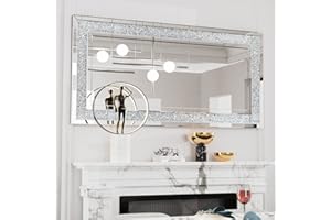 Artloge Espejo Biselado Pared Grande de Decoracion: 120 x 60 cm Espejo Decorativo Rectangular con Diamantes Brillante Moderno Elegante Artístico para Recibidor Salon Entrada Comedor