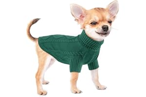 ALAGIRLS Pull pour Chien - Col roulé - Vêtement pour Chien - Pull en Tricot - Motif Tresse - Chaud - Doux - PeacockGreen - XL