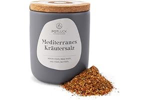 ‎POTLUCK GEWÜRZFREUNDE POTLUCK Gewürzfreunde | Mediterranes Kräutersalz | Gewürzmischung im Keramiktopf | 70g | Vegan, glutenfrei und mit natürlichen Inhaltsstoffen