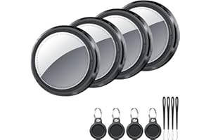 QCOQ Tracker Tag 4 pezzi Nero, Bluetooth Trova Oggetti Compatibile con Apple Dov'è (solo iOS), Smart Tracker Localizzatore per Bagagli/Borse/Portafogli/Zaini, Chiavi Tag Tracking, Batteria Sostituibile