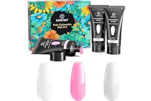 Nagelverlängerung Kit, Kastiny 3Pcs 30ml Poly Nagel Gel Starter Kit, Klar Rosa Weiß Acryl Poly Nagel Gel Builder, Nagelverdickung Extension Gel Kit für Anfänger DIY zu Hause