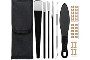 ENIYOU 6 PCS Cuchillo De Pedicura Juego Profesional Cuchillas Para Callos Bisturi Cuchilla Pies Bisturi Podologo Cortacallos Acero Inoxidable Traer 24 Parches para Uñas Encarnadas,1 Bolsa de Almacenamiento