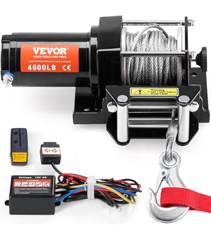 Copri-verricello Auto Impermeabile | Per Capacità 8.000-17.500 Libbre | Tessuto Oxford 600D Nero - Foto 5