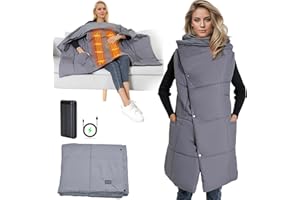 FTJKGH Heizdecke mit Akku Kabellos1600mAh 7.4V, Wärmedecke Elektrische mit 6 Temperaturstufen, Waschbar, Überhitzungsschutz, Ideal für Sofa und Büro, Heated Blanket für kalte Tage