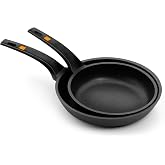 BRA Efficient | Set of 2 Frying Pans 20-24 cm, Cast Aluminium with | Cast aluminium with non-stick coating, suitable for all