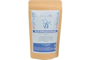 75g Natural Vita Blue Spirulina Powder - 100% Pure Phycocyanin Extract - Nutrient-Rich Superfood for Smoothies, Lattes, Baking - Rich in Antioxidants, Iron, Magnesium, Vegan-Friendly, No Additives