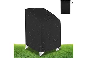 LDERFIV Housse de protection pour chaise de jardin résistante hiver intempéries 210D UV indéchirable noir