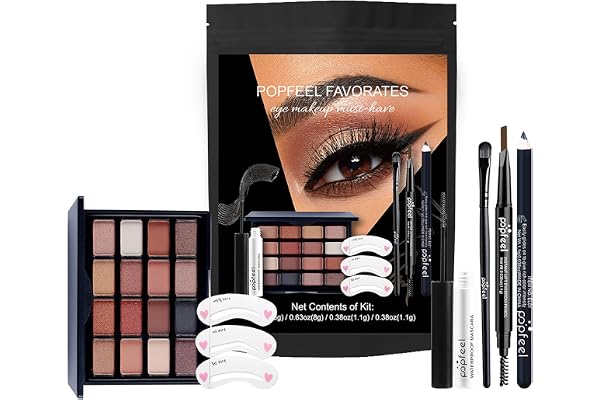 Dynaeuty Kit de Maquillage Professionnel, Kit de Maquillage Complet avec Palette de Fard à Paupières Yeux Maquillage Cosmetics un Pochoir à Sourcils et un Pinceau Cosmétique #01