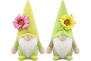 Gehydy Set of 2 Spring Gonk Plush Mothers Day Decoration Easter Flower Gnomes Gift Handmade Summer Decor for Home Kitchen Tiered Tray - Yellow & Green