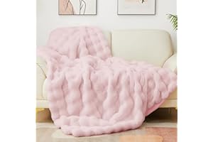 Latepis Kuscheldecke Flauschig Felldecke Rosa Kunstfell 130x150 cm Wohndecke Flauschige Bubble Decke Sofadecke Kuschelig Blanket Dicke Kuscheldecke Warme Decke Plüschdecke Bett Schlafzimmer Decken