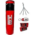 Hard Bodies 4 Feet Synthetic Leather Punching Bag - Red - Filled
