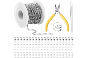 Nswayy Cadenas para Hacer Joyas de 10 Metro Cadena de Eslabones Cadenas de Acero Inoxidable de 3 mm con 20 Cierres de Langosta y 100 Anillos Salto Cadenas para DIY Collares Pulsera