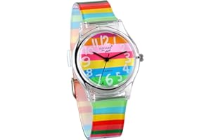 JewelryWe Kinderuhr Armbanduhr Junge Mädchen Regenbogen LGBT Gay & Lesbian Pride Analog Quarz Uhr Lernuhr mit Silikon Armband