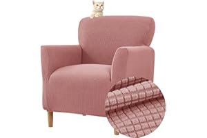 Highdi Copripoltrona Elasticizzato, Jacquard Club Poltrona Copridivano 1 posto con Braccioli, Cocktail Universale Morbido Fodera per Poltrona, Imovibile Lavabile per Hotel Salotto (Rosa)