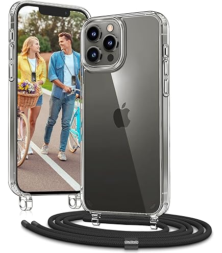 Custodia Per IPhone 8/7/SE Con Collana - Silicone TPU Morbido, Antiurto, Con Cordino Regolabile, Nero - Foto 12