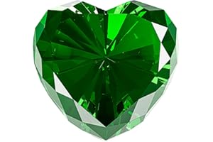 QIANWEI Emerald Crystal Diamonds Paper Weights with Gift Box,80mm Chaos Emeralds Heart Shape Real Crystal Big Diamond Glass Green Gems Paperweight,Birthday Anniversary Women Her Valentine's Day Gifts