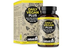 ‎NATURAL AID natural aid Daily Vegan Zink Multivitamin Kapseln [100% vegan] 120 Stück Vitamine laborgeprüft o. Zusätze in DE hergestellt Immunsystem stärken Mineralstoffe Komplex Jod Selen Zink
