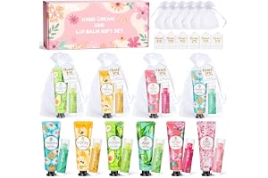 12 stycken handkräm mini gåva – 6 mini handkrämer + 6 läppbalsam-set | Små presenter till kvinnor män jul, födelsedag, fyllning till festpåse, händer och läppar med fukt