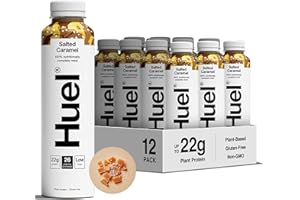 ‎HUEL Huel Drink Salted Caramel, Ready Drinking Meal for On the Go - 12 x 500 ml - 22 g Protein, Rich in Vitamins, Minerals & Fibre, Plant-based, Caramel Flavour, Includes 3 € Deposit