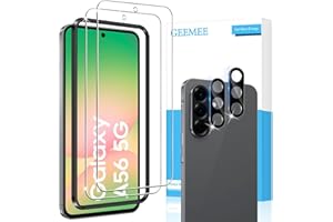 GEEMEE Protector de Pantalla para Samsung Galaxy A56 5G y Protector de Lente de Cámara, 2+2 Piezas 9H Dureza HD Cristal Templado Anti-Arañazos Sin Burbujas Vidrio Templado Protectora