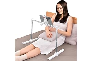 nediea Tablet Holder for Bed, Tablet Stand for Bed Laying Down, 360°Rotatian Adjustable Clip Tablet Stand, Compatible with All 4.7-12.9 Inches Tablet and Phones
