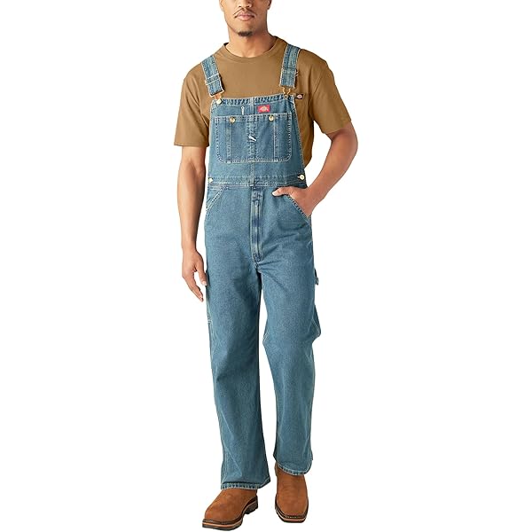 Dickies Men's Denim Rigid Bib Overalls, Blue (Bleu Rnsd Ind