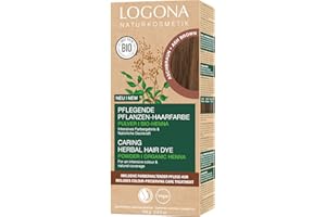LOGONA Naturkosmetik Coloration végétale nourrissante, végétalienne, au henné bio pour une couleur intense et une brillance intenses, marron cendré, 100 g