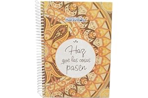 LA MENTE ES MARAVILLOSA - Cuaderno A5 con Espiral, Tapa Dura y Frase |Haz que las Cosas Pasen| Libreta con Hojas de 90 g y Pegatinas (Diseño Mandala M)