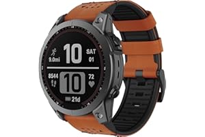 ISABAKE Leather Strap for Garmin EPIX/Fenix 6, 22mm QuickFit Watch Strap for Garmin MARQ, Fenix 7, Fenix 5, Approach S60