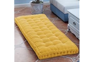 DG CATIEE Cojín de banco grueso Cojín de sofá largo Cojines de interior,Cojín de banco de jardín Cojín de asiento,Cojín de banco de comedor rectangular Cojines de suelo cojín de asiento (150x35cm,Amarillo)
