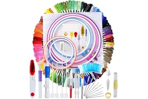 SUNREEK 140 Pezzi Cross Stitching Punch Needle Kit, Gamma Completa di Ricamo Starter Kit Con Magic Penna Punch Needle