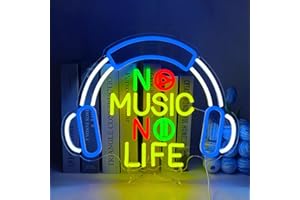 UExnkj-Y Music Enseigne au Néon Écouteurs Neon Mural Lettres Colorées Néons Signe USB Alimenté Néon Lettres pour Chambre Salle de Jeux Club Bar Décoration de Fête