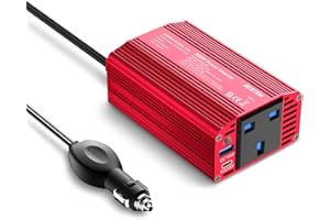 BESTEK Power Inverter 12V to 240V 300W Car Voltage Converter Transformer with PD20W USB-C Port & QC3.0 18W USB Port & 3-Pin Socket for Laptop, iPad, iPhone, Tablet, Camera