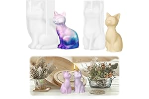 AYIXIWARZ Silikonformen Gießformen Katze 2pcs, Silikonform Kerze, 3D Kätzchen Gießformen Kerzen, Kerzenformen zum Gießen, Giessform Seifenform Epoxidharz Formen Tiere 3D Für Sojawachs, Seife, Gips, Handwerk