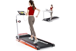 6 in 1 Folding Treadmill with 9% Incline, RUNIMON Walking Pad Treadmills for Home Foldable, 2.5HP Under Desk Running Pad Walk Pads Treadmill 1-12KM/H with LED Display, Magnetic Remote&APP Control