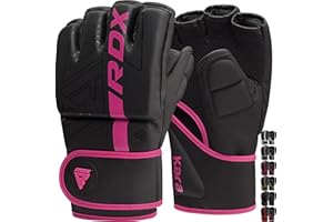 RDX Guantes MMA Artes Marciales Entrenamiento, Precurvado Maya Hide Cuero Grappling Guantillas, Kara Ventilada Palma Gloves, Muay Thai Kick Boxing Sparring Saco de Boxeo Lucha Libre Training