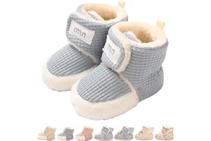 MONSTOYO Chaussures Premier Pas Bébé Garçon Fille Chaussons Chaud Fourrés Hiver Chaussettes Polaire Antidérapant Enfant Bottes de Neige Semelle Souple Bottines Naissance Bottillons 0-18 Mois