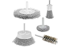 Tekenewbse 5 Pezzi Spazzole Metalliche per Trapano, Spazzola di Ferro con Codolo da 1/4 di, Metallica Acciaio Lucidatura Pulito per la Rimozione di Ruggine/Corrosione/Vernice