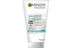 ‎GARNIER Garnier Hautklar 3 in 1 Gesichtsreinigung für unreine Haut, Reinigung, Peeling und Maske, Mit Salizylsäure und Tonerde, 1 x 150 ml