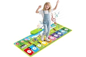 Jsdoin Piano Music Mat, Kids Musical Play Mat with 9 Piano Keyboard, Dance Mat Built in 19 Sounds & Recording Function Toddler Toys for 2 3 4 5 6+ year Old Boys Girls Kids Birthday Gifts