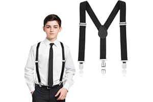 Mabor Hosenträger Kinder, Verstellbar 3 Clips Hosenträger Y Form Hosenträgers Elastische Suspenders Jungen Hosenträgers Schwarz für Kinder Jungen Mädchen