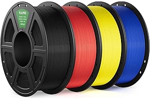 DEEPLEE Filament PLA Pro Noir, Rouge, Jaune et Bleu 4kg de 1.75 mm avec Précision de +/- 0,02 mm 4 Bobines Haute Résistance pour Imprimantes 3D FDM