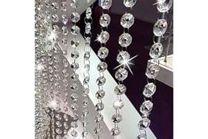 EBETA 6 Pezzi 1M Perline Cristallo Catena Perle di Cristallo di Octagon Borda per Lampadario,Tende,Decorazioni Matrimonio,Bracciali e Gioielli Creazione