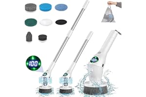 BRITPICK Electric Cleaning Brush, Sonic Scrubber with 8 Replacement Brush Heads, 3 Length Options & USB Rechargeable Electric Spin Scrubber, Suitable For Tiles, Sinks, Shower&Kitchen Floors, Car Washes