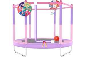 PILIN Trampoline pour Enfant avec Panier de Basket, 150 cm, lit de Saut d'intérieur et d'extérieur avec Ressorts, Filet de sécurité surélevé - Jouet d'anniversaire pour garçons et Filles - Cadeau de