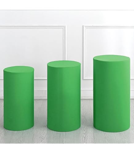 Produktbild von QUARKZMAN 3er-Set Zylinder-Standabdeckungen Aus Spandex – Grau, Elastisch, Knitterfrei Für Partys & Hochzeiten (Größen L/XL/XXL)